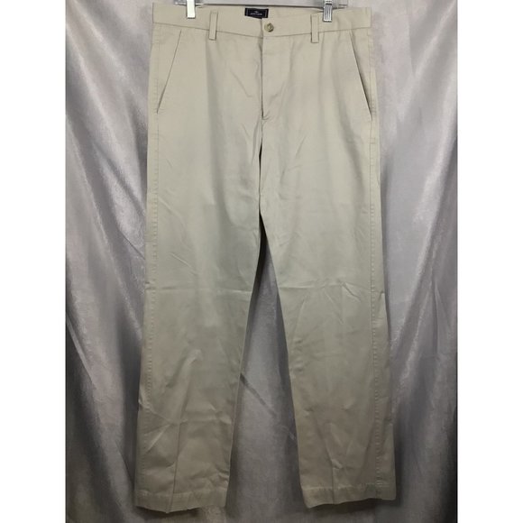 Men's Dockers Flat Front Light Khaki Size 34 x 34 Slim Fit - Picture 7 of 9